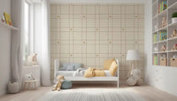 Minimalist Holiday Windowpane Plaid Hand Drawn Stars - Cranberry Red Wallpaper⁠