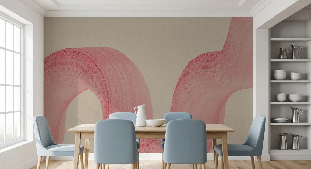 Abstract Crimson Fluid Waves Wall Mural