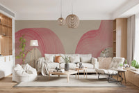 Abstract Crimson Fluid Waves Wall Mural