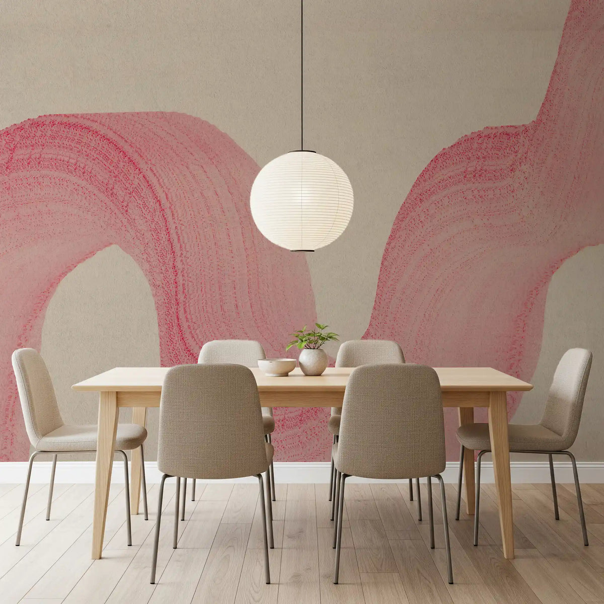 Abstract Crimson Fluid Waves Wall Mural