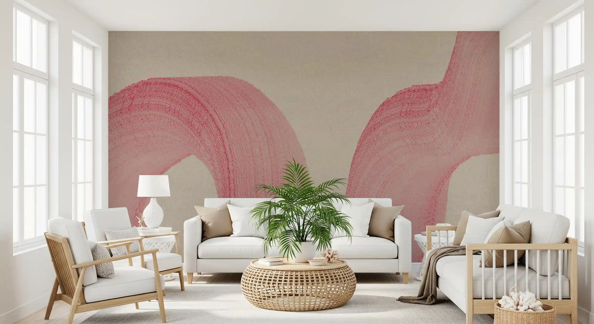 Abstract Crimson Fluid Waves Wall Mural