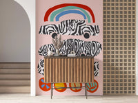 Modern Rainbow and Zebra Patterned Cars Wall Mural