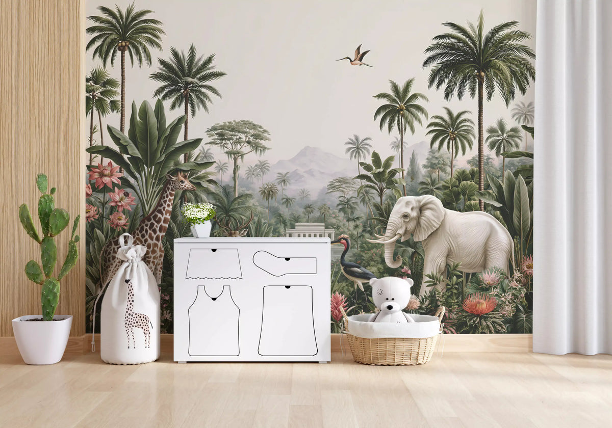 Safari Serenity Tropical Landscape Wall Mural