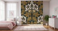 Golden Foliage Symmetry Wall Mural