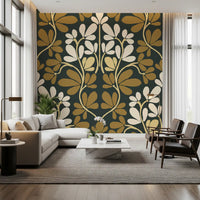 Golden Foliage Symmetry Wall Mural