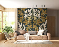 Golden Foliage Symmetry Wall Mural