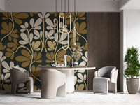 Golden Foliage Symmetry Wall Mural