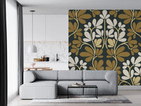 Golden Foliage Symmetry Wall Mural