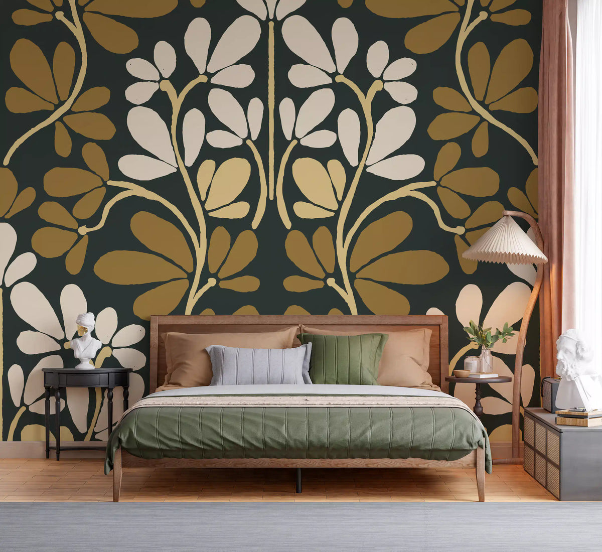 Golden Foliage Symmetry Wall Mural