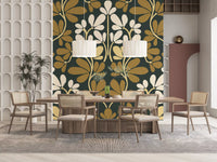 Golden Foliage Symmetry Wall Mural