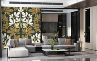 Golden Foliage Symmetry Wall Mural