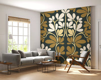 Golden Foliage Symmetry Wall Mural