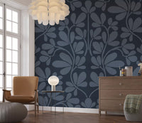 Midnight Botanical Damask Wall Mural