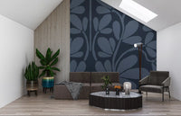 Midnight Botanical Damask Wall Mural
