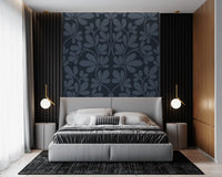 Midnight Botanical Damask Wall Mural