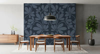 Midnight Botanical Damask Wall Mural