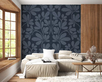 Midnight Botanical Damask Wall Mural