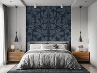 Midnight Botanical Damask Wall Mural