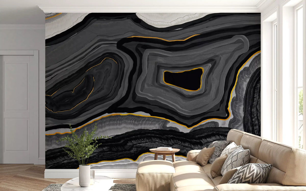 Monochrome Agate Flow Wall Mural