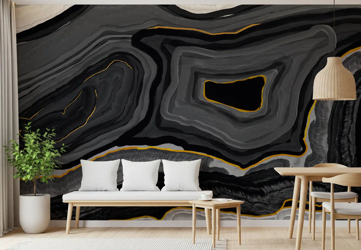 Monochrome Agate Flow Wall Mural