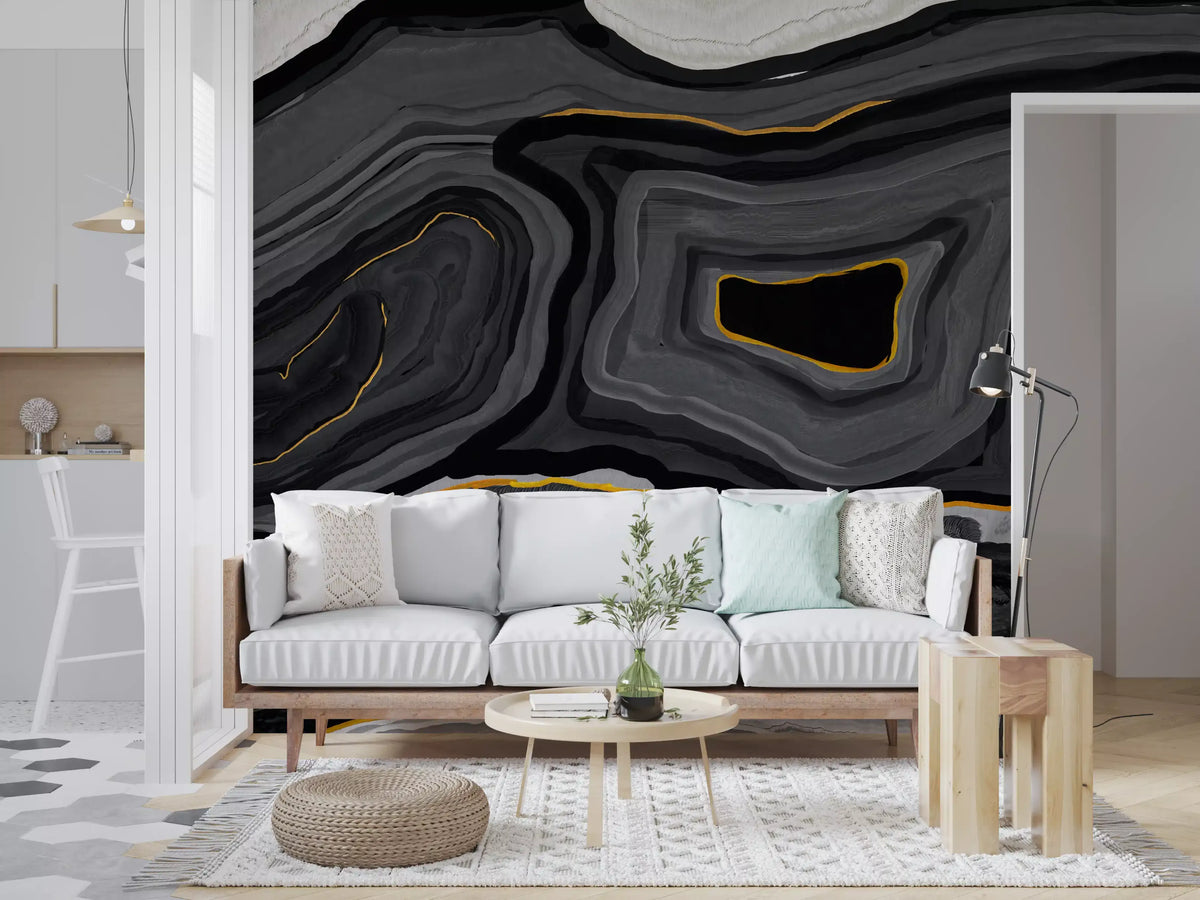 Monochrome Agate Flow Wall Mural