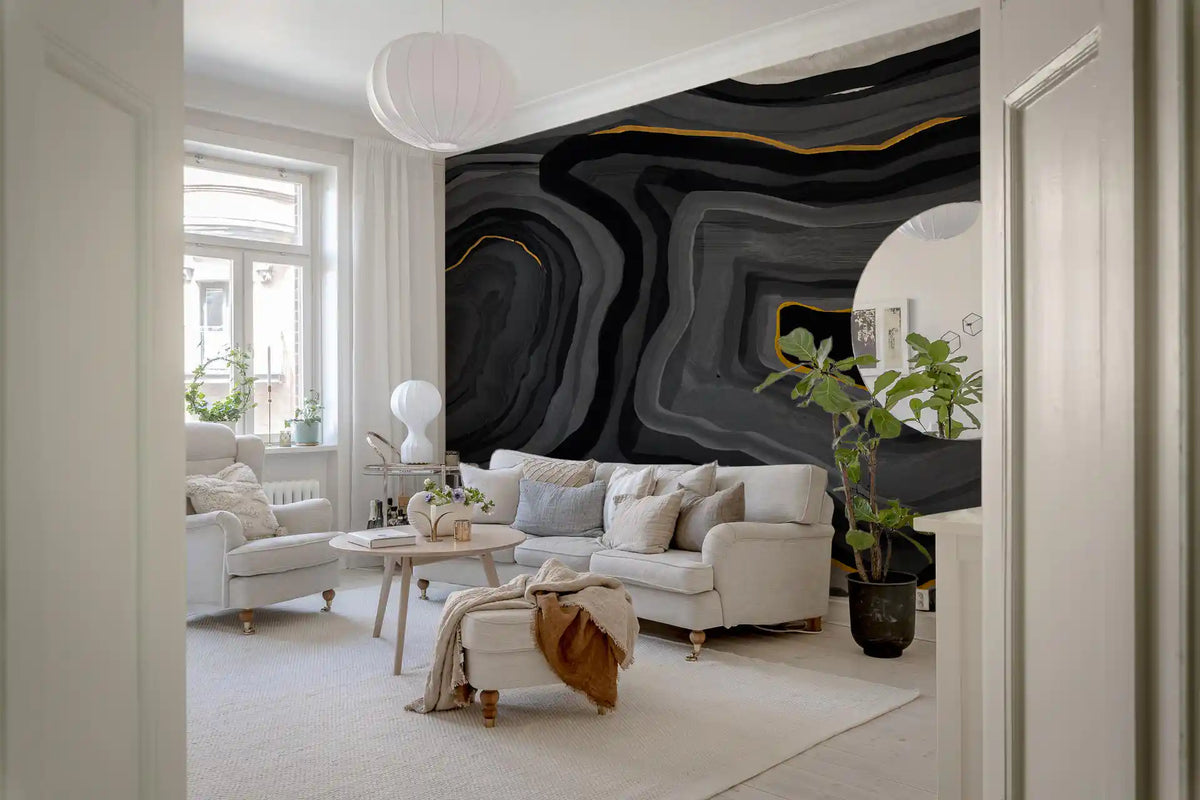 Monochrome Agate Flow Wall Mural