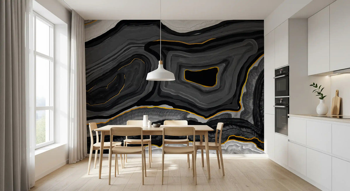 Monochrome Agate Flow Wall Mural