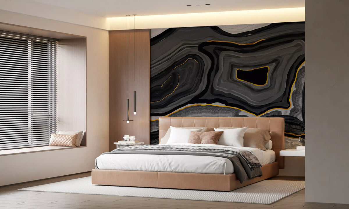 Monochrome Agate Flow Wall Mural