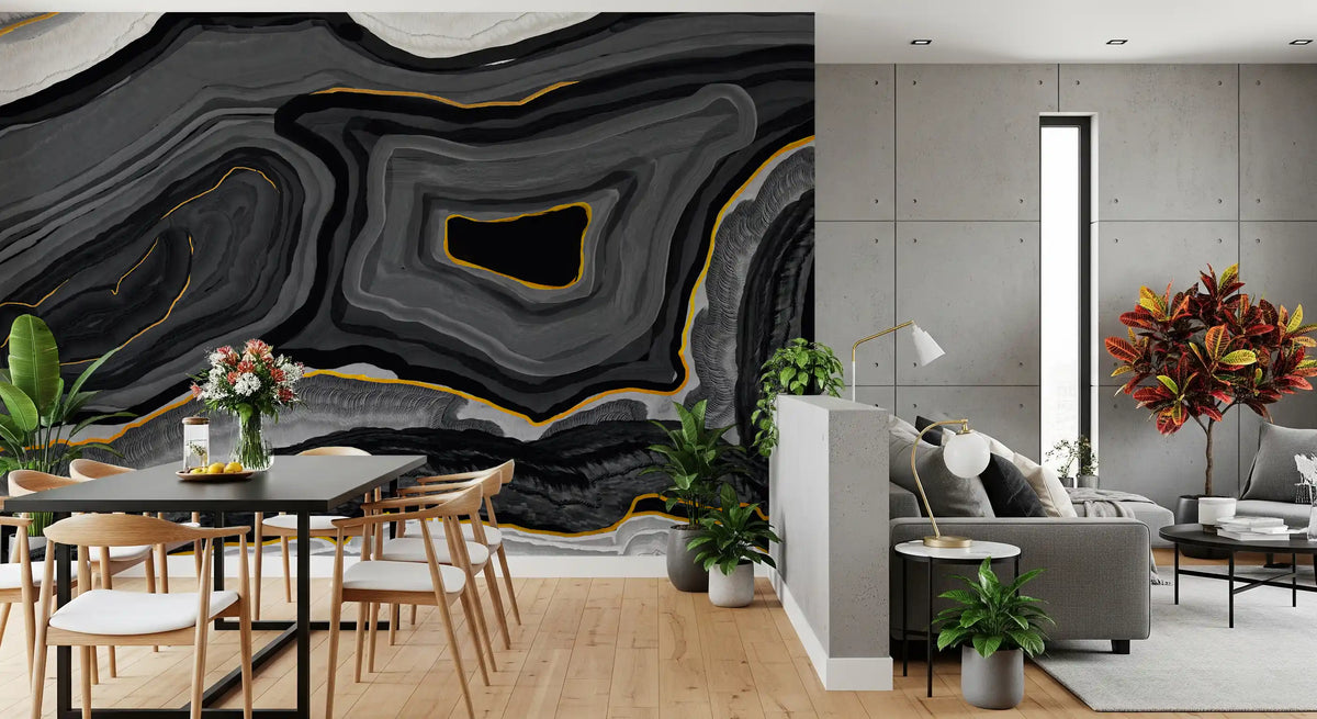 Monochrome Agate Flow Wall Mural