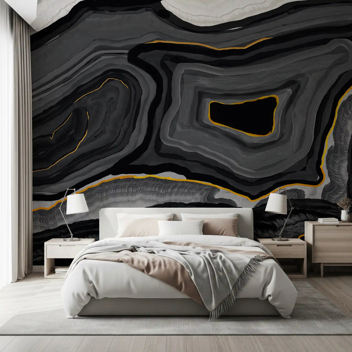 Monochrome Agate Flow Wall Mural