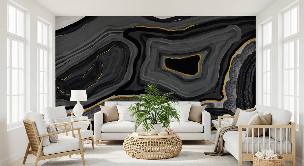 Monochrome Agate Flow Wall Mural