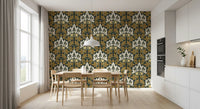 Golden Foliage Damask Wallpaper⁠