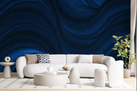 Midnight Navy Fluid Curves Wall Mural