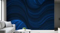 Midnight Navy Fluid Curves Wall Mural