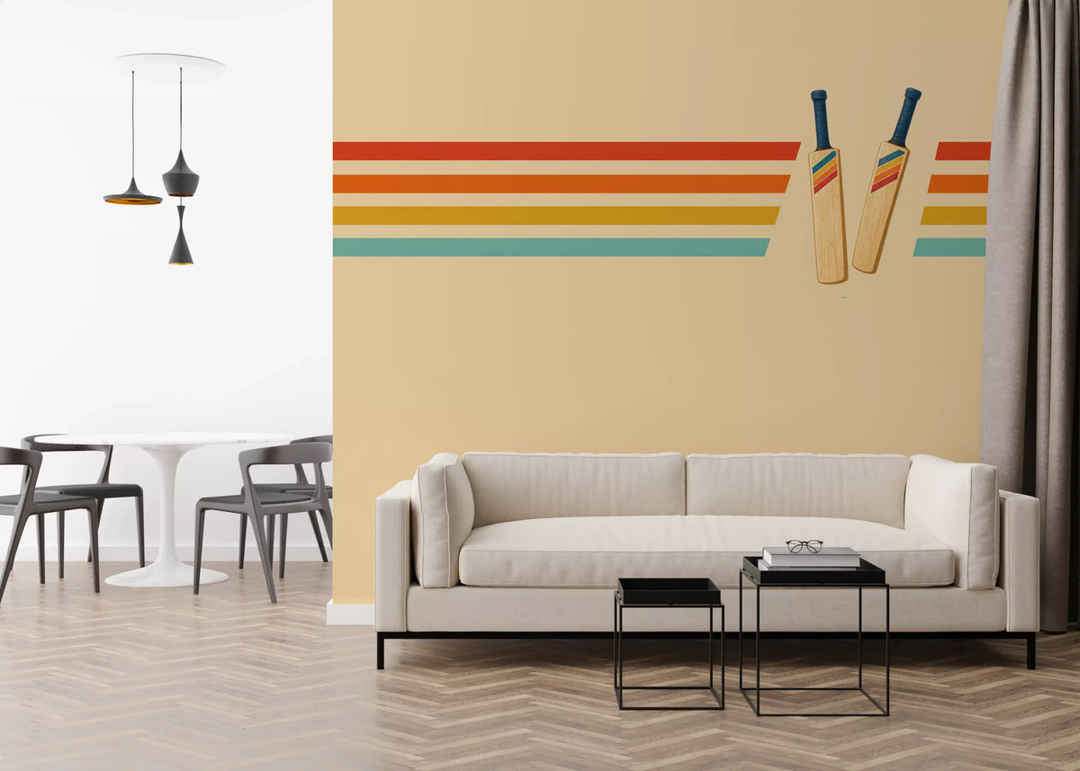 Vintage Cricket Stripes Wall Mural