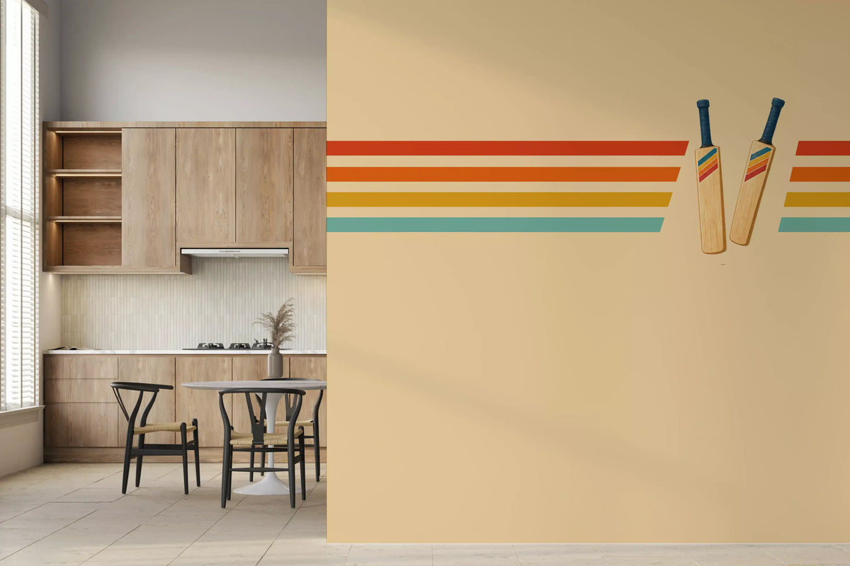Vintage Cricket Stripes Wall Mural