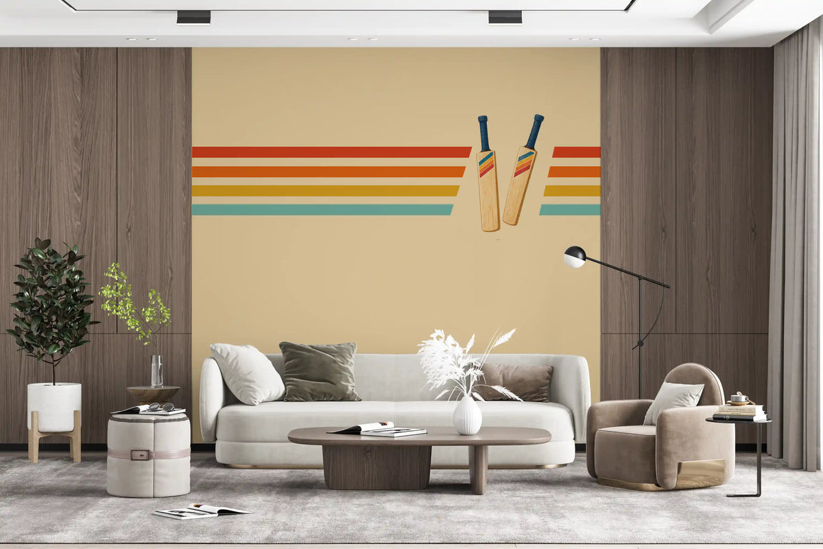 Vintage Cricket Stripes Wall Mural