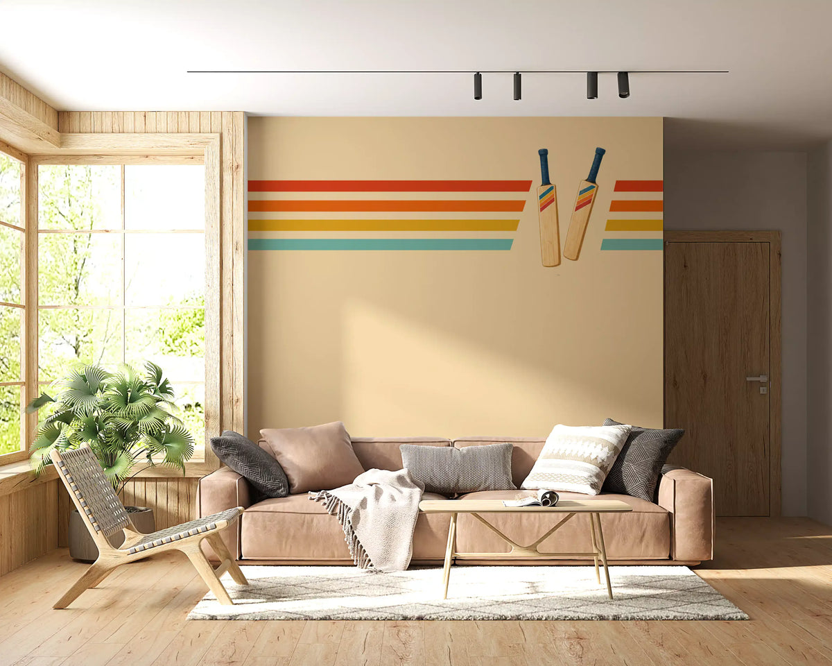Vintage Cricket Stripes Wall Mural