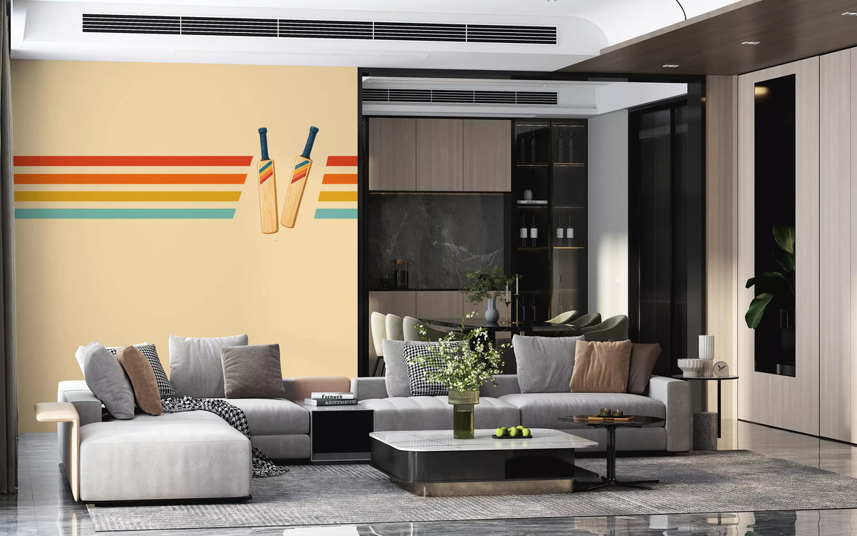 Vintage Cricket Stripes Wall Mural