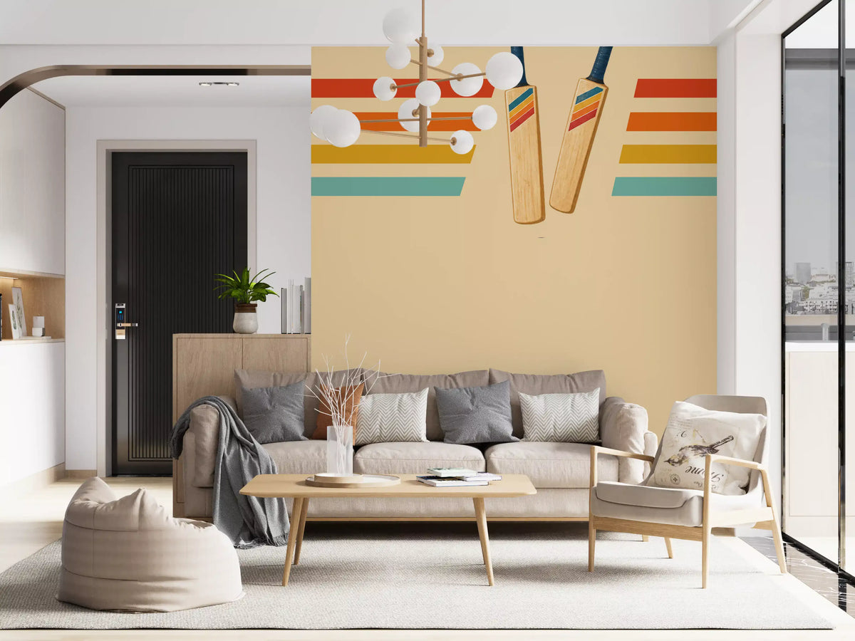 Vintage Cricket Stripes Wall Mural
