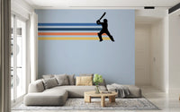 Retro Cricket Player Silhouette Wall Mural