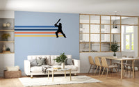 Retro Cricket Player Silhouette Wall Mural