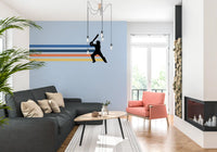 Retro Cricket Player Silhouette Wall Mural