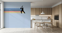 Retro Cricket Player Silhouette Wall Mural