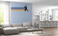 Retro Cricket Player Silhouette Wall Mural