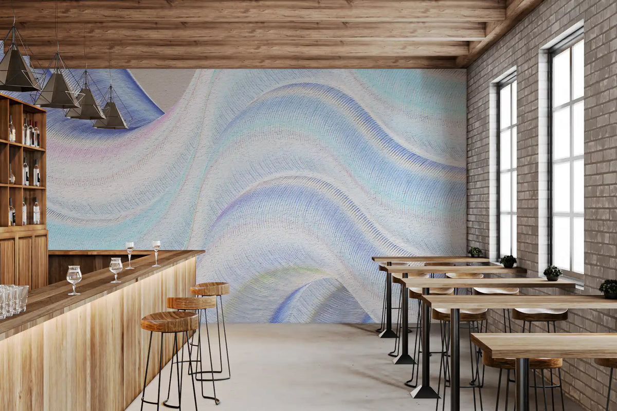 Fluid Azure Waves Wall Mural