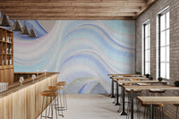 Fluid Azure Waves Wall Mural