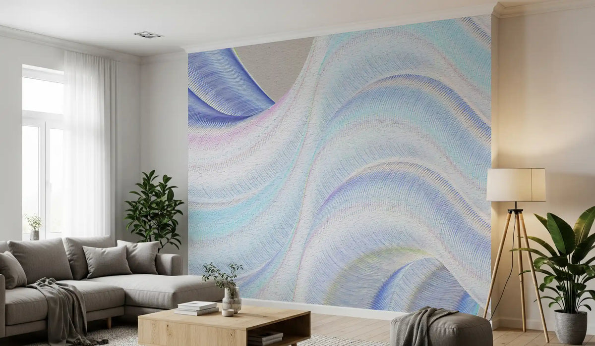Fluid Azure Waves Wall Mural