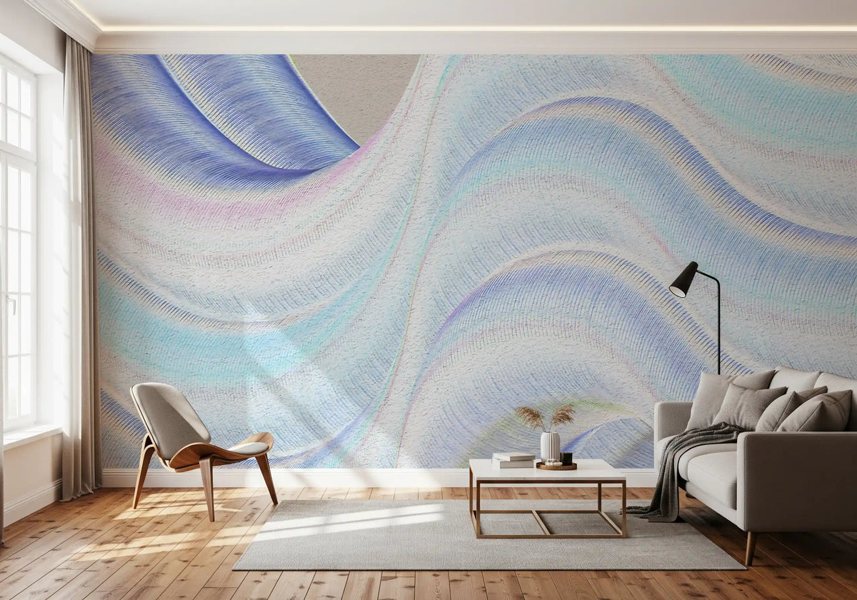 Fluid Azure Waves Wall Mural