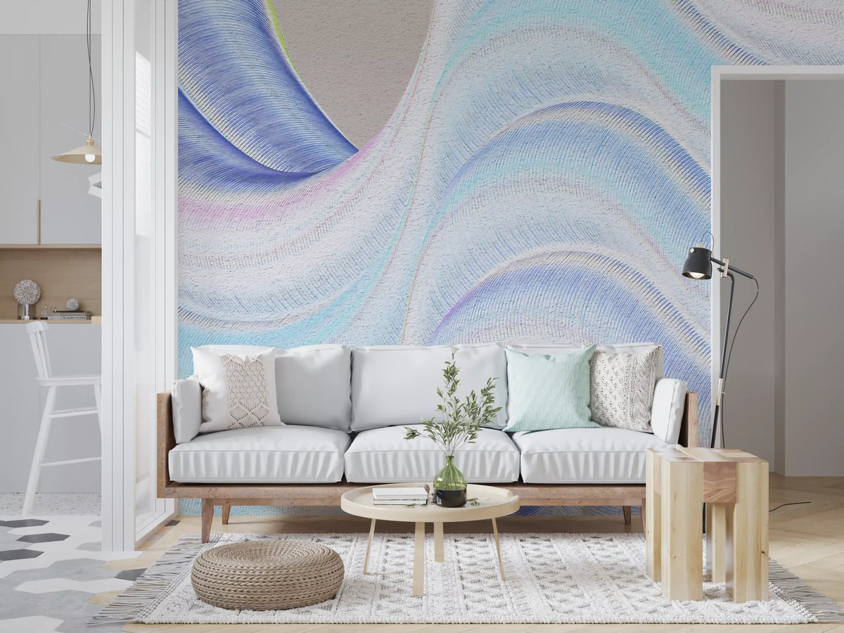 Fluid Azure Waves Wall Mural